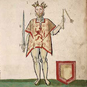 Depiction of King John Balliol. This image has been provided by the National Library of Scotland and can only be used for non-commercial, educational purposes. For any additional use, permission must be obtained from the National Library of Scotland by contacting copyright@nls.uk Depiction of King John Balliol